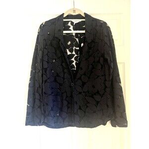 BCBG Womens Blazer Sz M Black  Full Lace Goth Romantic Coquette Jacket